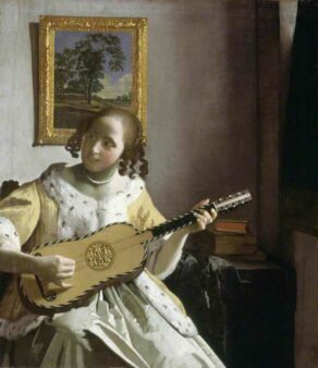لوحة-المرأة-صاحبة-الإبينيت-(آلة-موسيقية)-–-(تتواجد-بمتحف-الناشيونال-غاليري-بلندن)